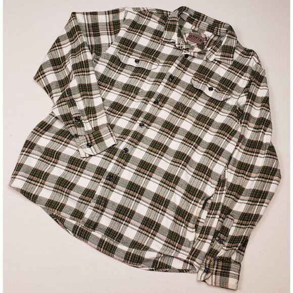 Orvis Men's Long Sleeve Button Up Flannel Pockets Sz L Green/White/Brown MINT!!! - Picture 1 of 7